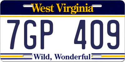 WV license plate 7GP409