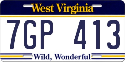 WV license plate 7GP413