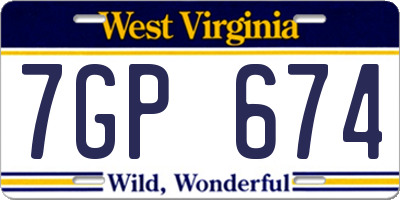 WV license plate 7GP674