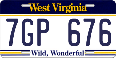 WV license plate 7GP676