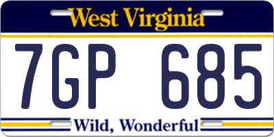 WV license plate 7GP685
