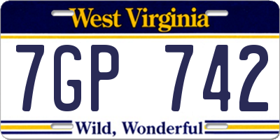 WV license plate 7GP742