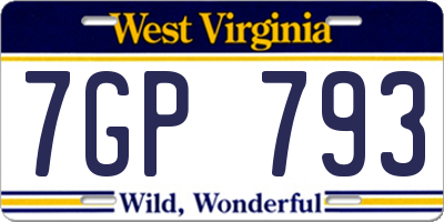WV license plate 7GP793
