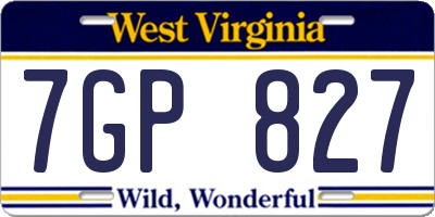 WV license plate 7GP827