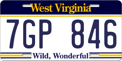 WV license plate 7GP846