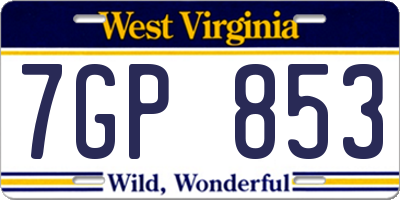WV license plate 7GP853