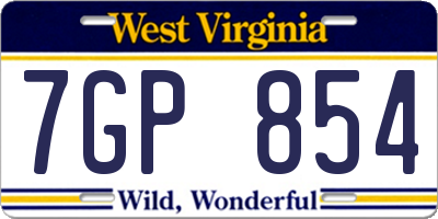 WV license plate 7GP854