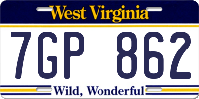 WV license plate 7GP862
