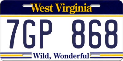 WV license plate 7GP868