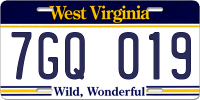 WV license plate 7GQ019