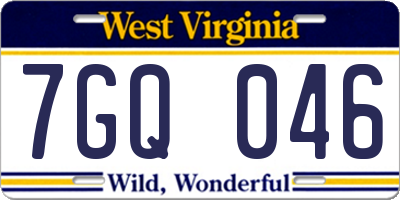 WV license plate 7GQ046