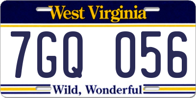 WV license plate 7GQ056