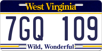 WV license plate 7GQ109