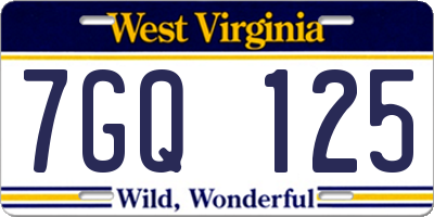 WV license plate 7GQ125