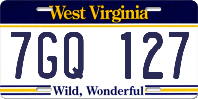 WV license plate 7GQ127