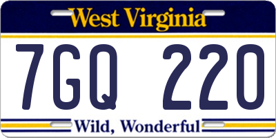 WV license plate 7GQ220