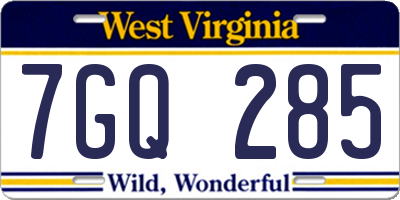 WV license plate 7GQ285