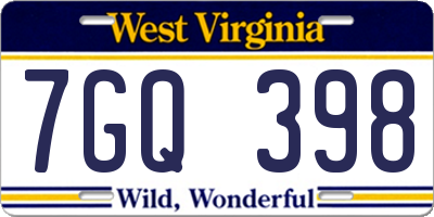 WV license plate 7GQ398