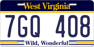 WV license plate 7GQ408