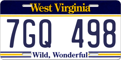 WV license plate 7GQ498