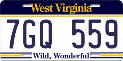 WV license plate 7GQ559