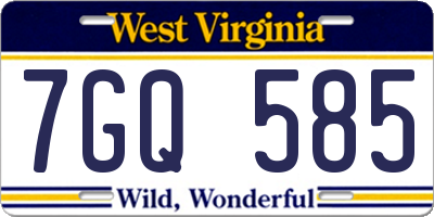 WV license plate 7GQ585
