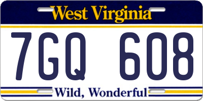 WV license plate 7GQ608