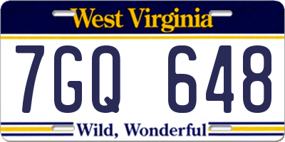 WV license plate 7GQ648