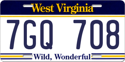 WV license plate 7GQ708