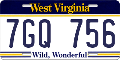 WV license plate 7GQ756