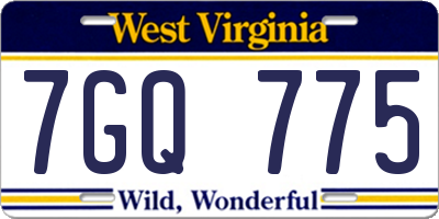 WV license plate 7GQ775
