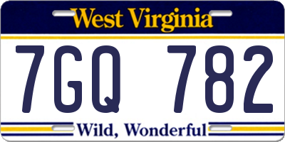 WV license plate 7GQ782