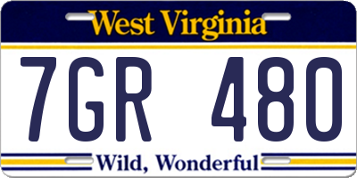 WV license plate 7GR480