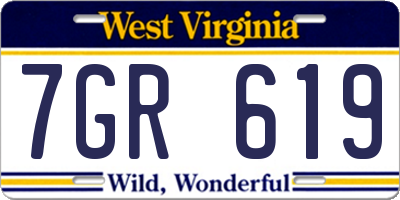 WV license plate 7GR619