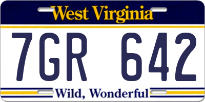 WV license plate 7GR642