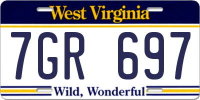 WV license plate 7GR697