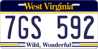 WV license plate 7GS592