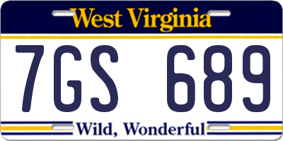 WV license plate 7GS689