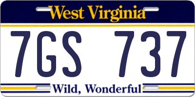 WV license plate 7GS737