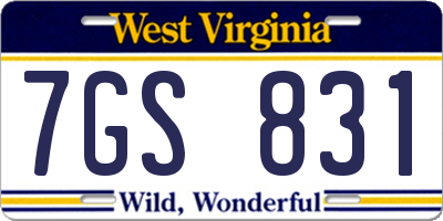 WV license plate 7GS831