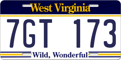 WV license plate 7GT173