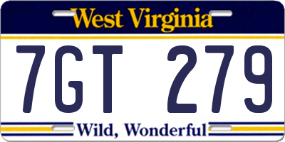 WV license plate 7GT279
