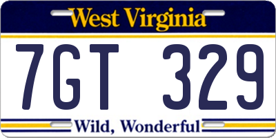 WV license plate 7GT329