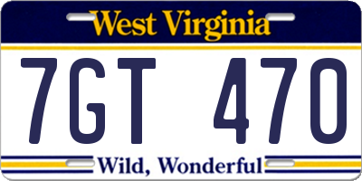 WV license plate 7GT470