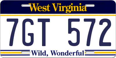 WV license plate 7GT572
