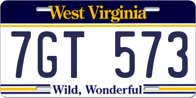 WV license plate 7GT573