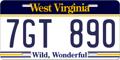 WV license plate 7GT890