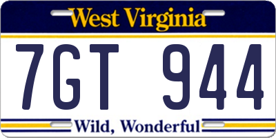 WV license plate 7GT944