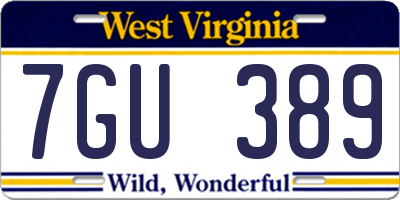 WV license plate 7GU389