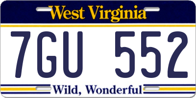 WV license plate 7GU552
